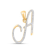 A Initial Letter 10K Yellow Gold & Diamond Pendant